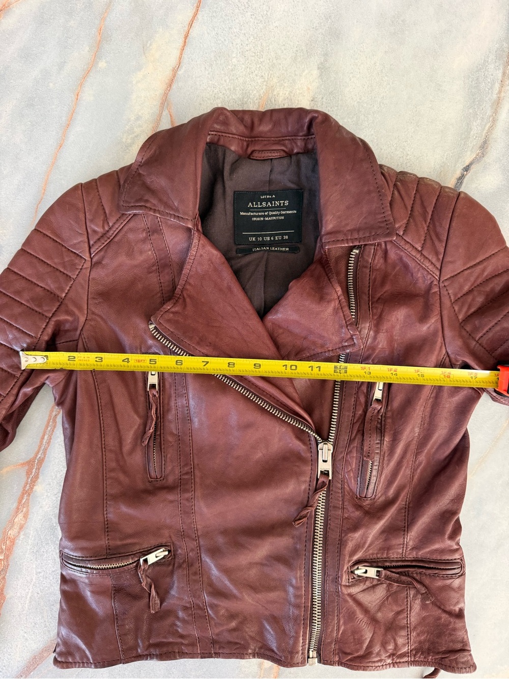 All Saints Oxblood Leather Jacket - Picture 6 of 7